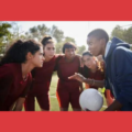 Sports team in huddle