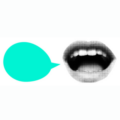 Mouth talking with green speech bubble